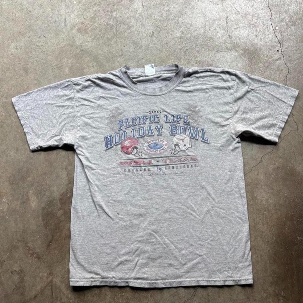 Vintage 2003 Holiday Bowl football grey cotton t-shirt  Size men's large